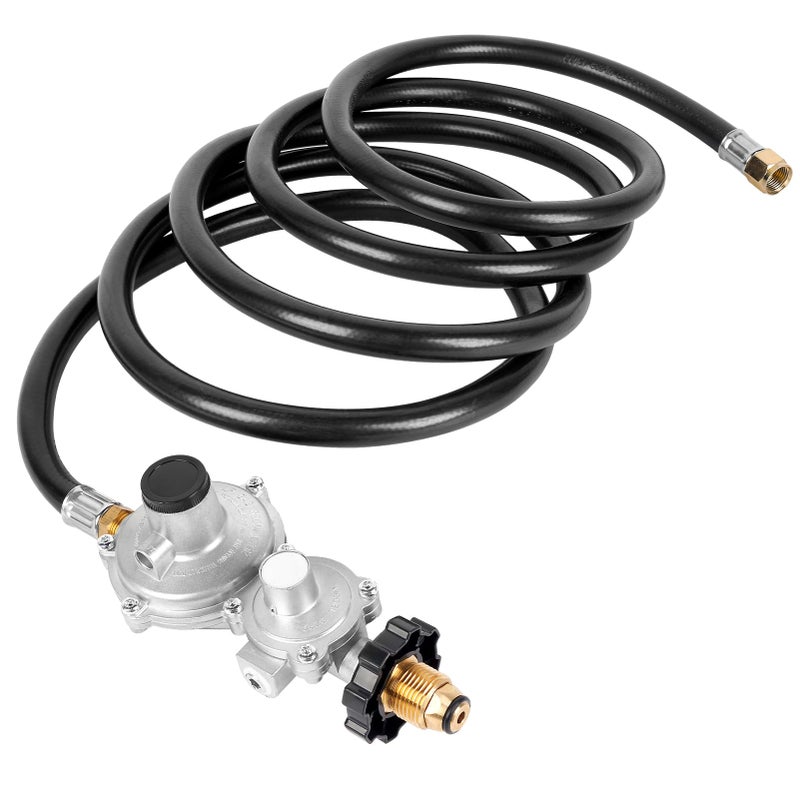GASPRO 10 FT Two Stage Propane Regulator hose with P.O.L. and 3/8 Inch Female Flare for RV, Grill, Gas Stove, Range - Image 1